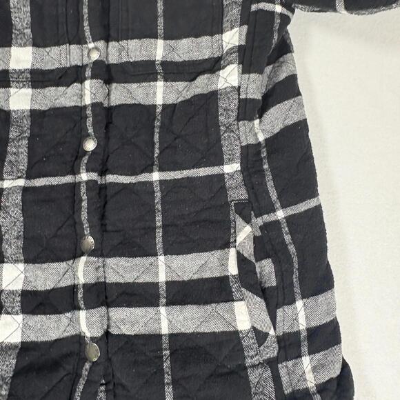 Dickies Flannel Jacket Women’s Small Black Gray Plaid Quilted Lined Shacket - Picture 4 of 13